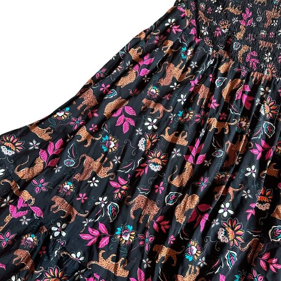 Torrid Midi Challis One-Shoulder Dress Leopard Floral Print Stretch Size 5X - Picture 4 of 11